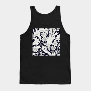 Vintage Floral Cottagecore  Romantic Flower Peony Rose Design Black and White Tank Top